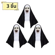 1/3PCS ฮาโลวีนน่ากลัวแม่ชีหน้ากาก Latex คอสเพลย์ที่มีไฟ LED ผ้าพันคอ Deluxe ผู้ใหญ่สยองขวัญ Party Pr