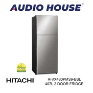 HITACHI R-VX480PMS9-BSL 407L 2 DOOR FRIDGE (SILVER) ***1 YEAR HITACHI WARRANTY***