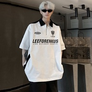 Oversize Polo Shirt Underrated hitam & putih Kaos Polo Pria Vintage Short Rugby Polo Shirt Kaos Over