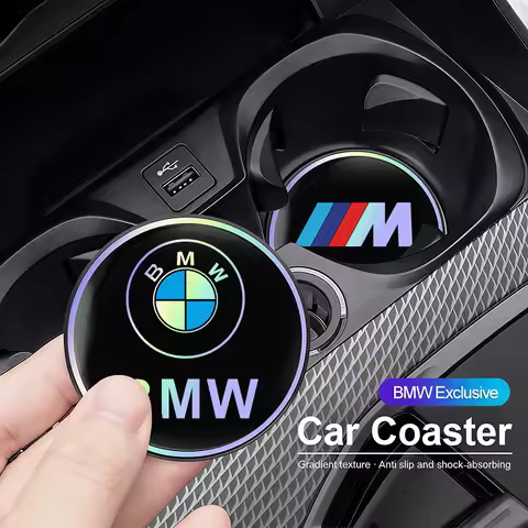 2Pcs Car Emblem Coaster Water Cup Pad Color Anti-Slip Mat For BMW M E46 E90 E60 F30 G20 X1 X2 X3 X4 