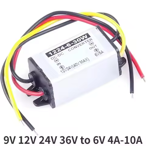 9V 12V 24V 36V to 6V 4A-10A DC-DC Buck Power Converter Step Down Power Supply Waterproof 12V 24V to 