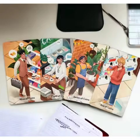 12*7cm 78 Stories Tarot Whimsical Cartoon Style Human Life Tarot Asian Culture Story Full Tarot Art 