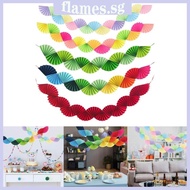 FL 5pc Colorful Pull Flag Colorful Party Supplies Elegant Birthday Paper Fan Shaped Banners Celebrat