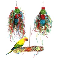 TIE70363 3pcs/set Colorful Parrot Shredder Toy Parrot Cage Foraging Toy Hanging Parrot Vine Ball Grass Toy Bird Accessories Paper/wood Parrot Chewing Toys Bird Cage