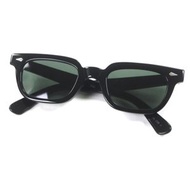 成色極佳 JULIUS TART OPTICAL T-MAN SUN G-15 鏡片 男士太陽眼鏡，黑色/銀色鏡框，灰色鏡片，尺寸 49□23，含鏡盒，日本製造