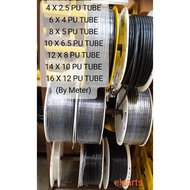 PU TUBE 4 X 2.5 / 6 X 4 / 8 X 5 / 10 X 6.5 / 12 X 8 / 14 X 10 / 16 X 12 ( METER )