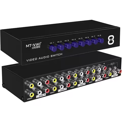 2/4/8 Way AV RCA Switch 8 in 1 out AV Signal Composite Video L/R Audio Switcher 2x1 Selector Convert