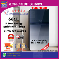 Toshiba 661L 2 Door Inverter Refrigerator GR-RT835WE-PGY(GG) (Gradation Blue Glass)