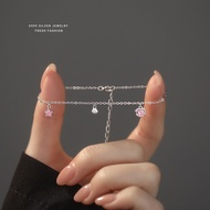 S999 Silver Shell Star Heart Tassel Bracelet | Gelang | Summer Pink Sweet Cute Zircon 贝壳星星爱心流苏手链 | C