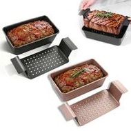 2pcs Meat Roll Baking Pan With Drip Tray - 9.8 X 5.7 Inch High Carbon Steel Non-Stick Meat Roll Pan 
