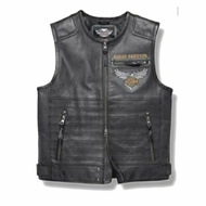 vest motor kulit asli hitam Rompi logo Harley davidson jaket buntung