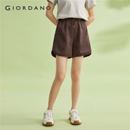 GIORDANO Women Shorts Embroidery Elastic Waist Comfort Summer Shorts Exposed Seam Simple Fashion Rel