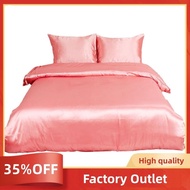 Soft Silky Satin Solid Color 3-Piece Bedding Set 1 Duvet Cover and 2 Pillow Shams - Satiny and Classy Silk Like Duvet Cover Sets with Zipper Closure Queen Size Pink Factory Outlet