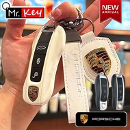[Mr.Key]White Key Case for Porsche Boxster Cayman Panamera Cayenne Macan 718/911 Modify Key Housing