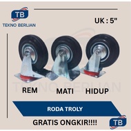 Rubber Trolley Wheels Only On Off Brakes 5 Inch 5" Display Trolley Wheels - Wheels Only