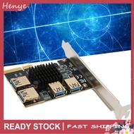 Henye PCI‑E Riser Card  USB 3.0 Adapter X4 1 To 4 Stable Gpu 16X Slot for Windows XP/Win7/Win8/Win10