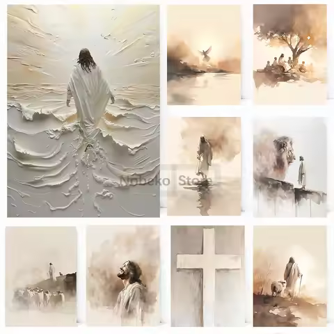 Modern Christian Jesus Poster Religious Prints Canvas Painting Bible Verse Wall Art Pictures Home Li