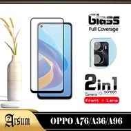 LAYAR Tempered Glass OPPO A36, A96, A96, Front Screen Protector, Camera Lens 2IN1 Package
