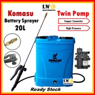 Komasu Rechargeable Cordless Double Battery Knapsack Sprayer Chemical Twin Pump 20L Bateri Pam Racun