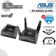 Asus RT-AX92U 2 Pack AX6100 Tri Band Wireless(Wifi 6) Mesh System for large and multi-story homes