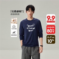 GIORDANO Men T-Shirts Retro Graphic Print Tee 100% Cotton Crewneck Long Sleeve Fashionable Casual T-