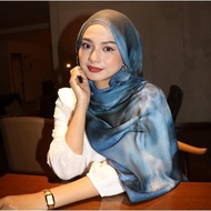 J18readystock Hot Sale Watercolor Painting Series Cotton Shawl Satin Printed Scarf Ethnic Headscarf 