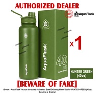 AQUAFLASK 40oz HUNTER GREEN Aqua Flask Wide Mouth with Flip Cap Spout Lid Flexible Cap Vacuum Insulated Stainless Steel Drinking Water Bottle Bottles or Tumbler Tumblers Authentic - 1 Bottle