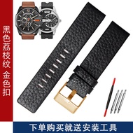 Genuine Leather Watch Band for Diesel DZ4290 DZ7395 DZ4344 Litchi Pattern Watch Accessories 24 26 28