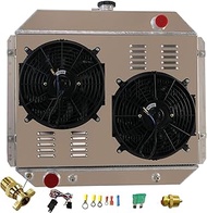 4 Row Aluminum Radiator Shroud Fan Relay for 1966-1979 67 Ford F100 F150 F250 F350 Bronco Truck 1975