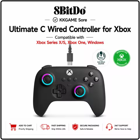 8BitDo Ultimate C Wired Controller for Xbox with Hall Effect Joysticks Compatible with Xbox Series X