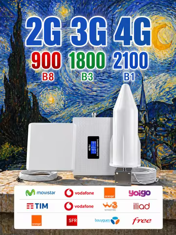 LOG Omni Rocket Antenna Cellular Amplifier 2G 3G 4G 3 Band Mobile Signal Booster 8 3 1 3-Band 900 18