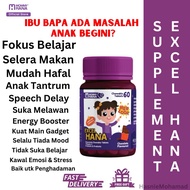 EXCEL HANA | SUPPLEMENT MINDA FOKUS BELAJAR | SPEECH DELAY | TANTRUM | VITAMIN ANAK LAMBAT BERCAKAP