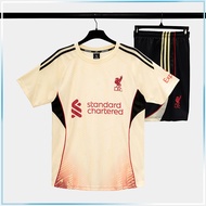 Bộ Đồ Đá Banh Liverpool Kem Strivend 2025 - Áo Đá Bóng Thun Mè Thoáng Khí