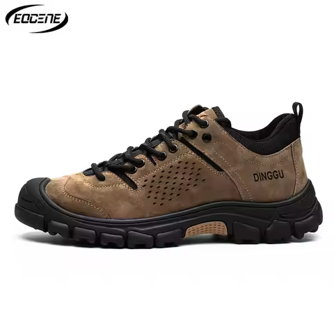 EOCENE Men's Safety Work Shoes - Anti-smell, Lightweight, Wear-resistant, Steel Toe, Anti-smash & An