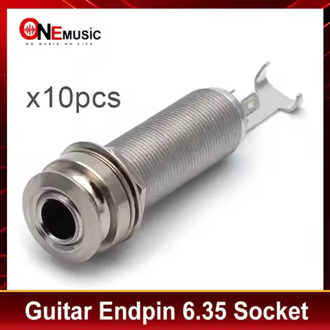 10Pcs CYLINDER Guitar Pickup Endpin Output Jack Nickel Strap Lock Chrome