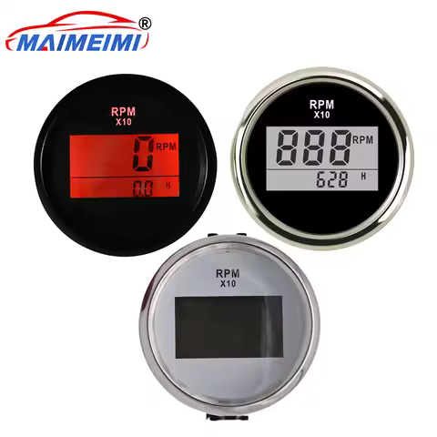 New Marine 52mm Digital Tachometer Car Truck Boat Tacho Gauge Red Backlight with Hourmeter Waterproo