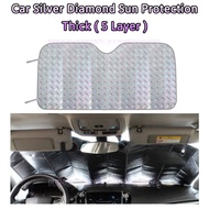 5 Layers Silver Diamond Sun Protection Front/Rear Car Windshield SunShade / Laser Cermin Besar Kereta