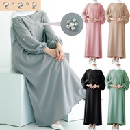 Jubah muslimah fashion jubah dress jubah dubai jubah arab plain Diamond Studded Elastic Cuff Dress