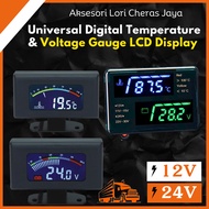 Aksesori Lori Cheras Jaya 12V/24V Digital Lcd Meter Water Temperature Meter Voltage Meter Universal 
