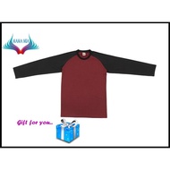 Jersi Raglan Lengan Panjang Microfiber T-shirt ~ OREN SPORT - Red QD49
