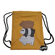 We Bare Bears Mesh Bag Grizzly Panda Ice Bear Chloe Park Drawstring Bag Lopez Bear String Bag/