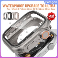 PC+tempered film integrated case upgraded to ultra 49mm waterproof protective case suitable for Apple Watch series 8 7 6 se 45mm 44mm i watch 5 4 40mm 41mm
