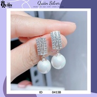 S925 Quiin Silver Earrings/Earrings - Mixed rectangular shape for women 0413B