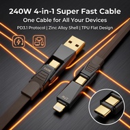 240W Fast Charging 4-in-1 Cable  Magnetic Fast Charging Cable，In-car