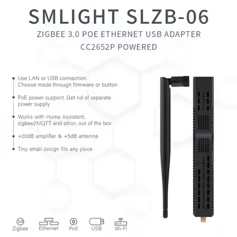 SMLIGHT SLZB-06P7 Zigbee 3.0 To Ethernet, USB, And WiFi Gateway Coordinator
