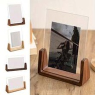 1pc Modern U-Shaped Photo Frame - Premium Acrylic And Solid Walnut/Beechwood Composite Material Disp