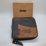 Dompet Kulit Men Wallet ZIP Leather（with box）lelaki dompet gift quality baik Lee Jeep Camel active