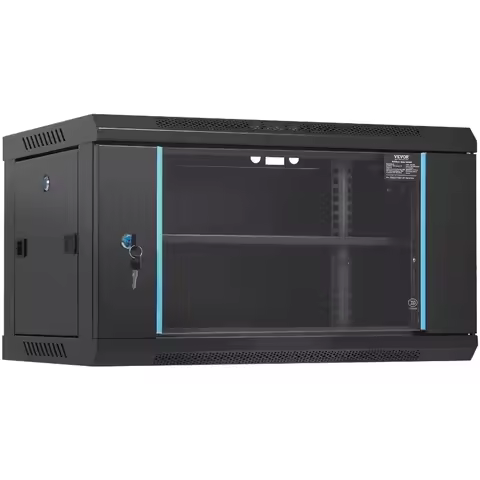 6U Wall Mount Network Server Cabinet 15.5'' Deep Server Rack Cabinet Enclosure 200 lbs Max. Ground-m