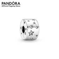 Pandora Constellation sterling silver clip with clear cubic zirconia and shimmering silver white enamel
