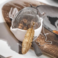 01LIV不銹鋼濾茶器 CHICHI濾茶球 金色羽毛吊饰附瓷碗 原創設計